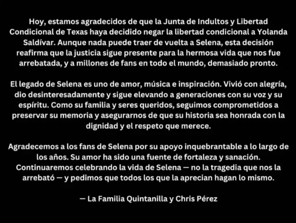 La libertad condicional de Yolanda Saldívar, el asesino de Selena | Último minuto