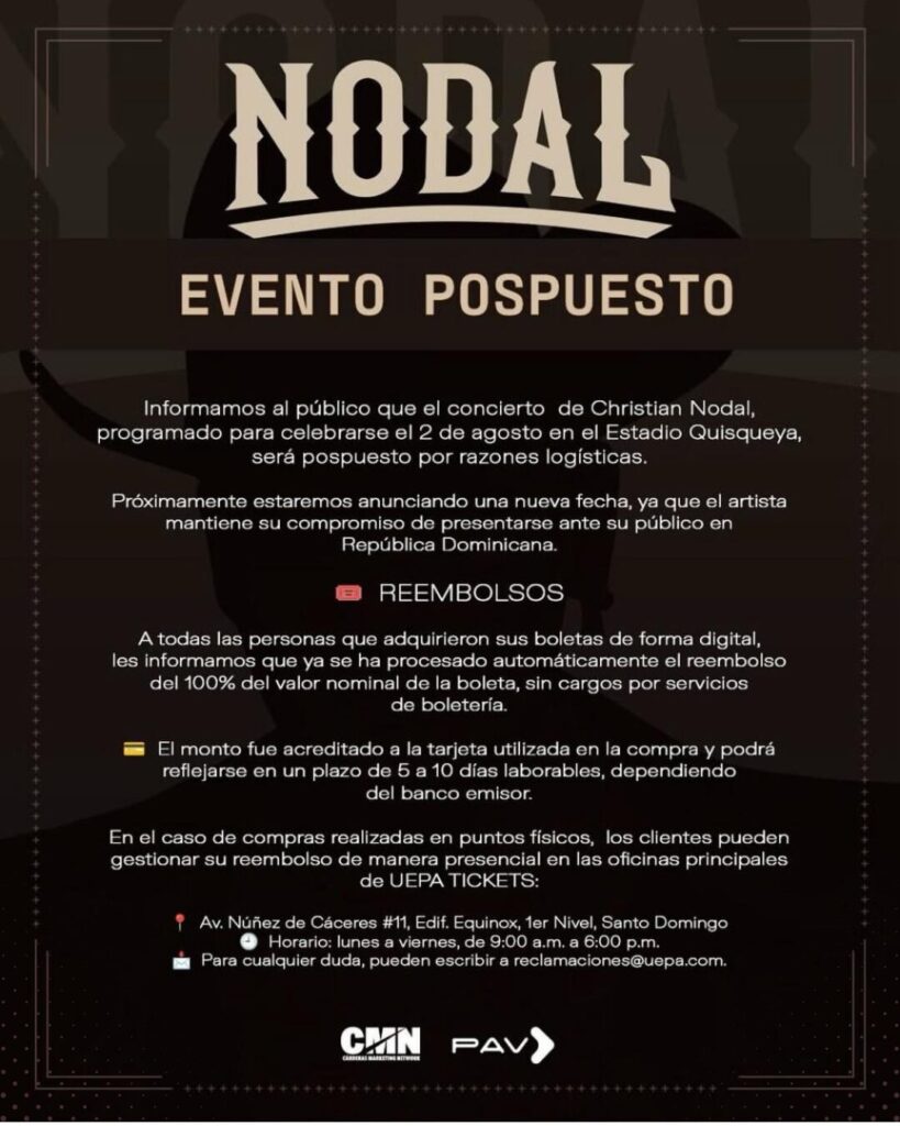 Postponen el concierto nodal cristiano en la República Dominicana - Noticias hoy en la República Dominicana | Último minuto