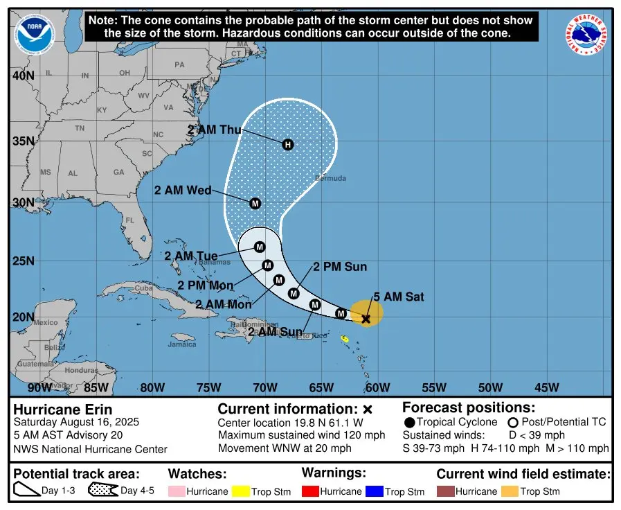 Erin se fortalece en un poderoso huracán de categoría 4: descubra lo que se pronostica para la República Dominicana.