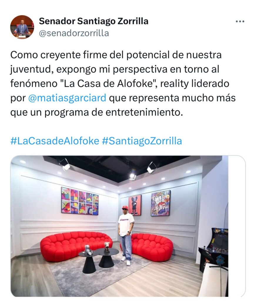 Senador Santiago Zorrilla en la casa de Alofoke: "representa mucho más que un programa de entretenimiento" | 2 | Senador Santiago Zorrilla en la casa de Alofoke: "representa mucho más que un programa de entretenimiento" - Noticias de hoy en la República Dominicana | Último minuto