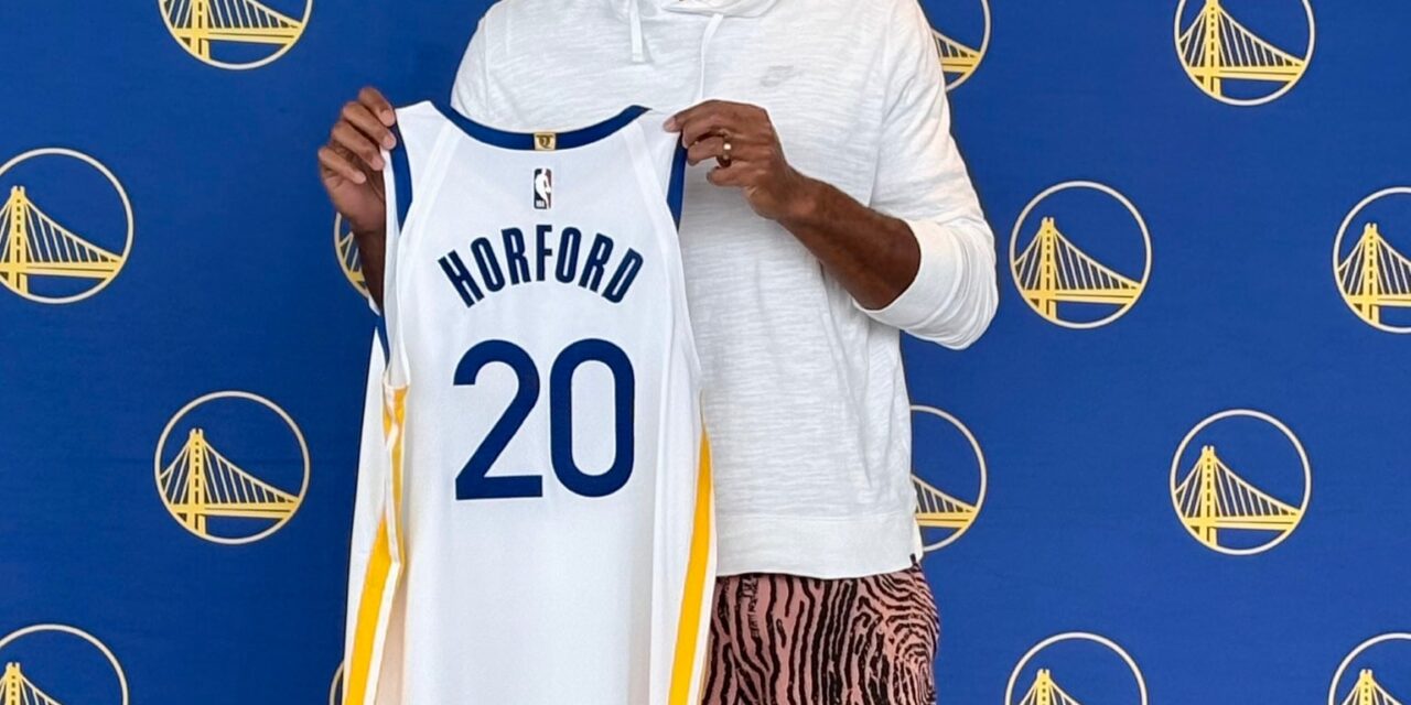 Amelia Vega felicita a Al Horford por su presentación a los Golden State Warriors
