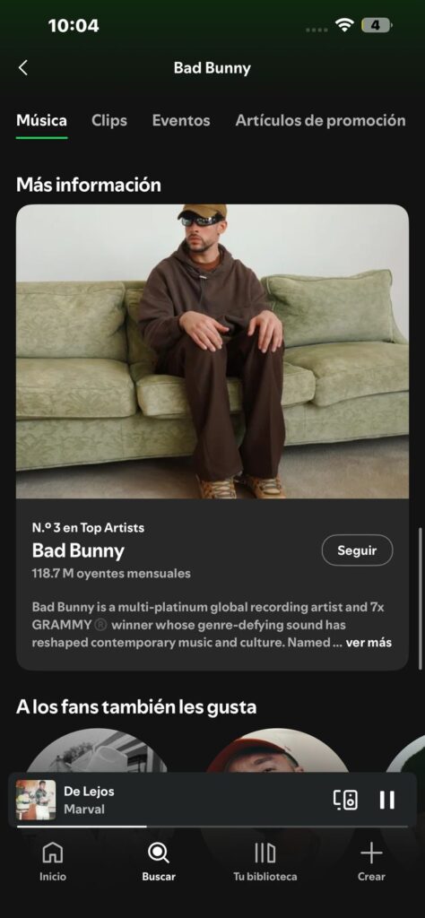 Bad Bunny sube al puesto número 2 del mundo en oyentes mensuales de Spotify y supera a The Weeknd - Noticias de hoy en República Dominicana | último minuto