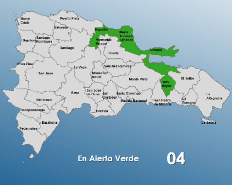 COE mantiene cuatro provincias en alerta verde por frente frío