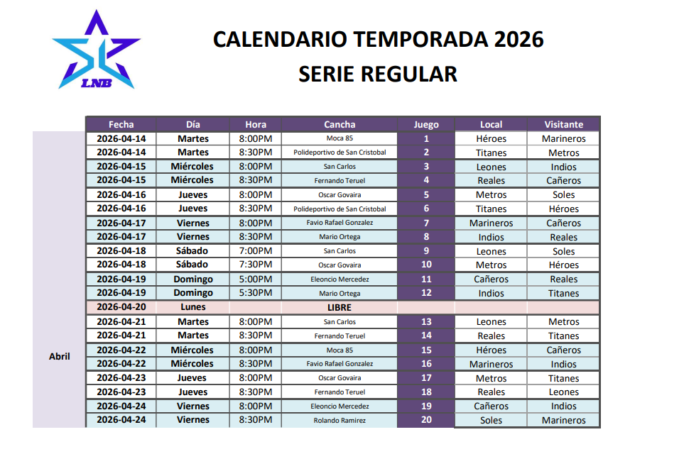 Liga Nacional de Baloncesto presenta su calendario