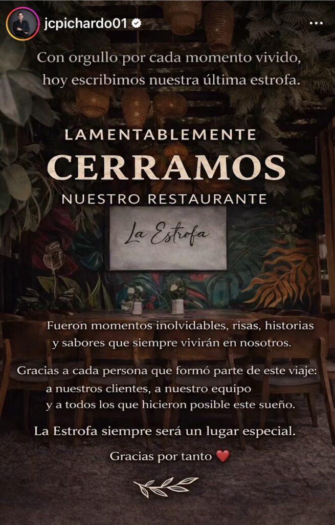 Juan Carlos Pichardo anuncia el cierre definitivo de su restaurante La Estrofa - Noticias de hoy en República Dominicana | último minuto