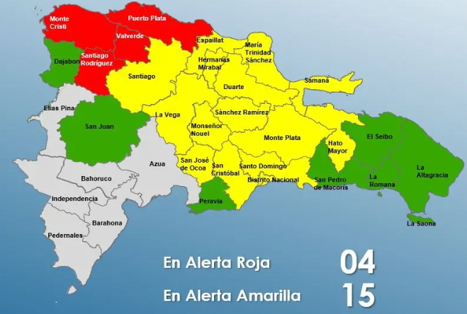 El mal tiempo mantiene en alerta roja a cuatro provincias de República Dominicana