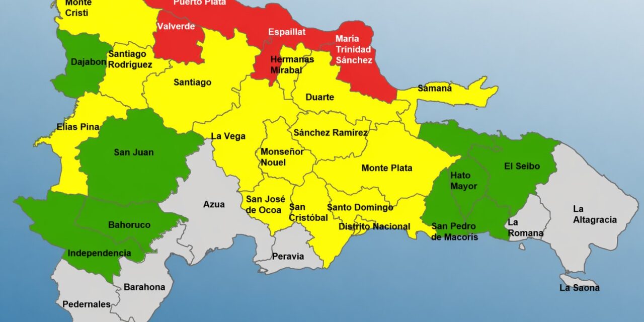 República Dominicana aumentó el número de provincias en Alerta Roja para 4 Provincias por fuertes lluvias y aventura de inundaciones