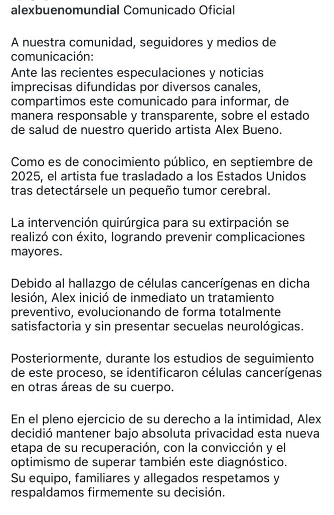 Equipo de Alex Bueno confirma que el artista se encuentra en cuidados intensivos - Noticias de hoy en República Dominicana | último minuto